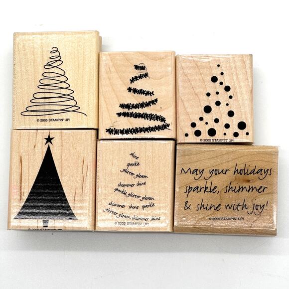 Stampin' Up! Trim The Tree Rubber Stamps Christmas Holiday Joy Modern 2005 (6) - Picture 10 of 13